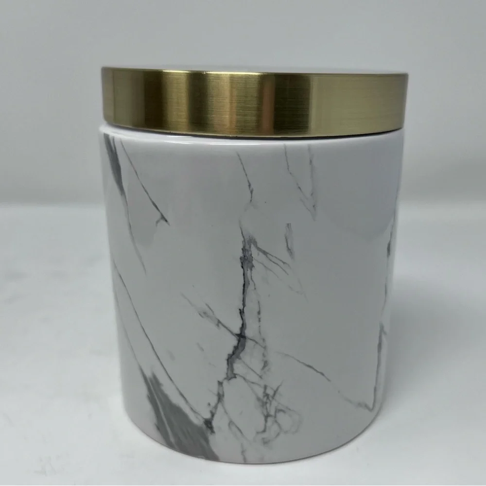 DKNY Mixed Media Marble Gold Covered Jar | Like New